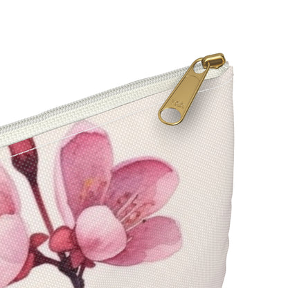 Artistic Flourish: Floral Watercolor Cherry Blossom Accessory Pouch