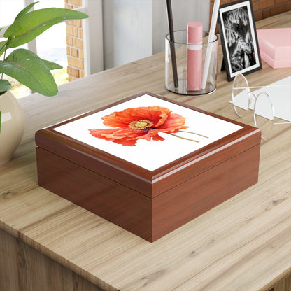 Whimsical Poppy Flower Watercolor Jewelry Box: An Artistic Delight