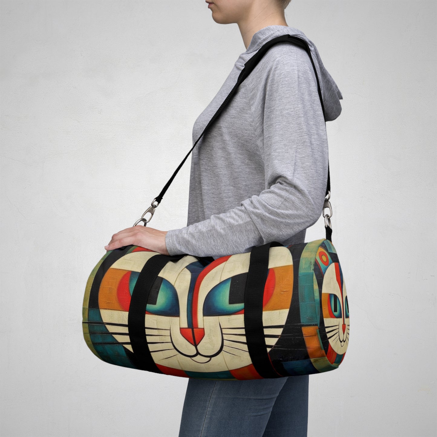 Artistic Vintage Vibes: Picasso-Inspired Midcentury Modern Duffel Bag for Retro Fashion