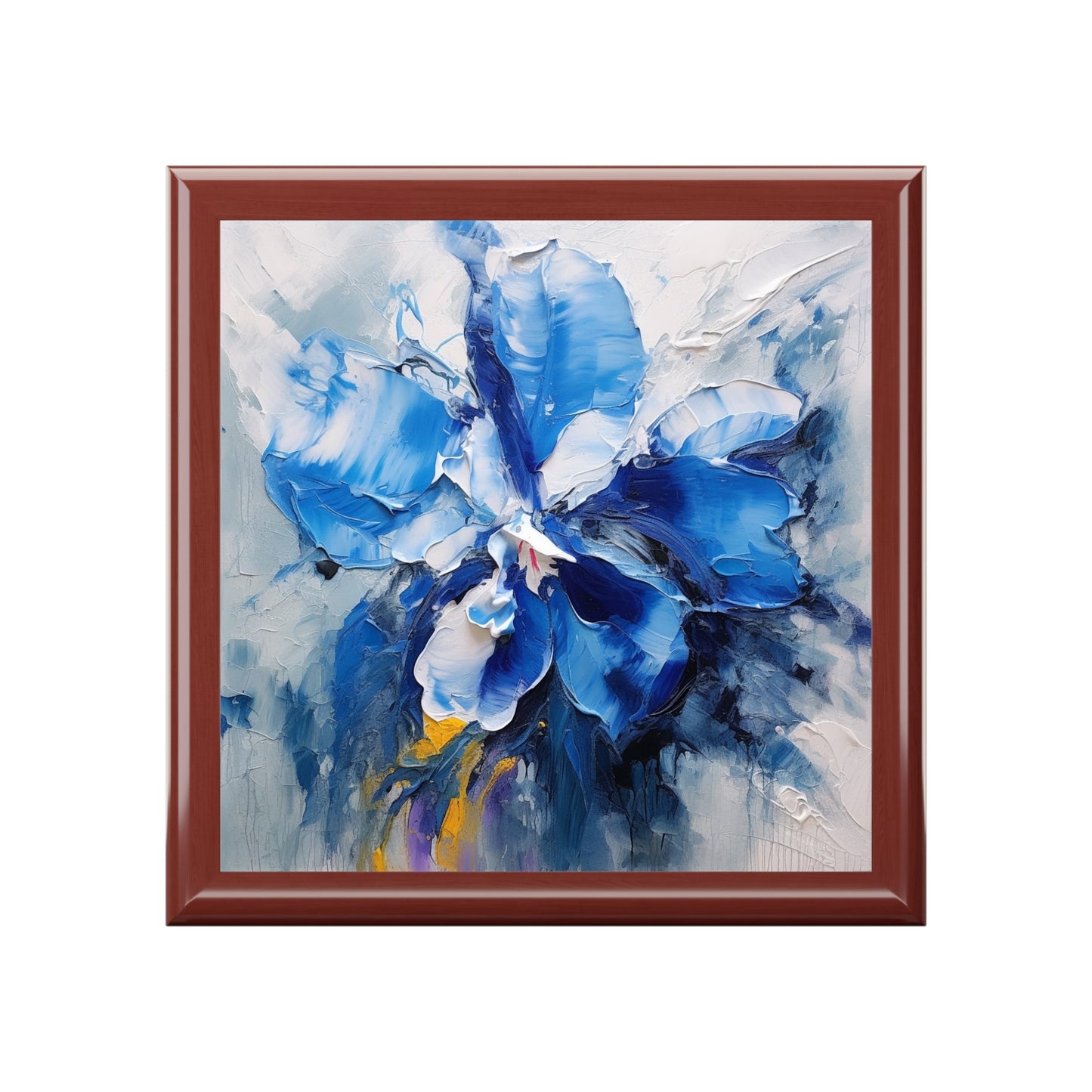 Jewelry Box with Blue Orchid Drawing: A Delicate Tribute to Nature's Splendor