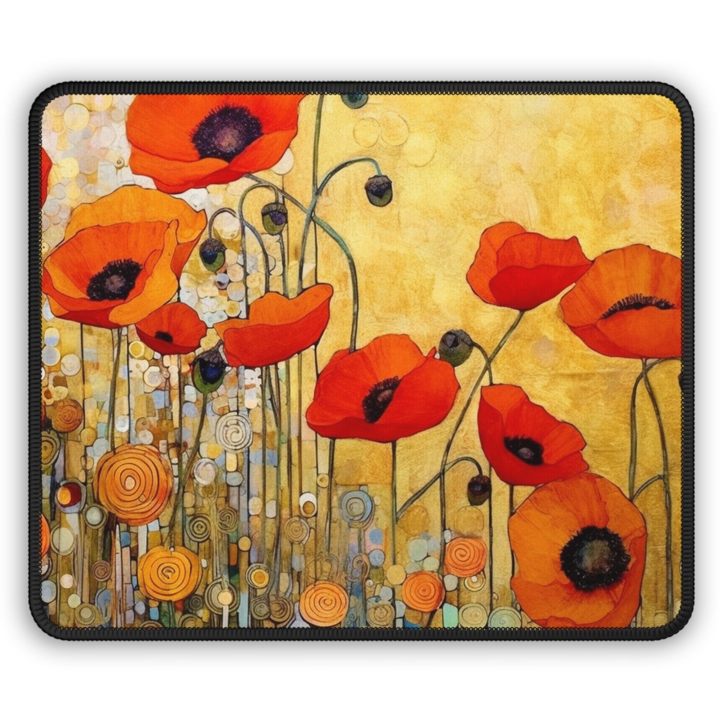 Elevate Your Sip: Gaming Mouse Pad Adorned with Gustav Klimt's Poppies