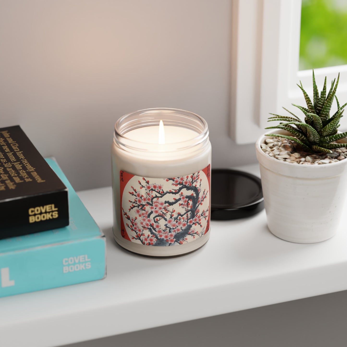 Enchanting Petal Symphony: Scented Soy Candle Celebrating Cherry Blossom Tree Drawings