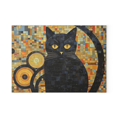 Gustav Klimt Cat Glass Cutting Board: Embrace Feline Beauty and Artistic Splendor