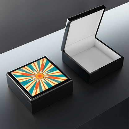 Midcentury Modern Chic: Starburst Candy Colored Jewelry Box with Abstract Art Influences