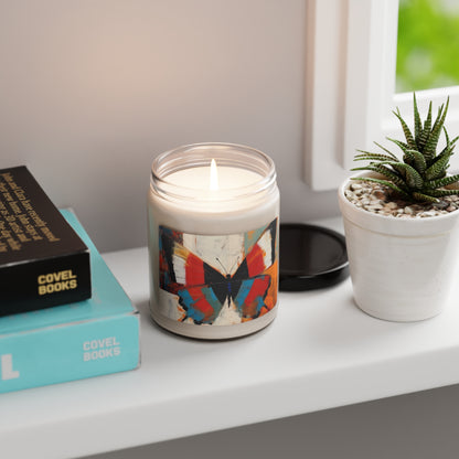 Bauhaus-Inspired Butterfly Symphony: Scented Soy Candle with Vibrant Colors and Intricate Details