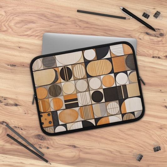 Organic Harmony: Geometric Laptop Sleeve Inspired by Earthy Palettes