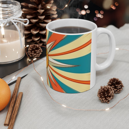 Midcentury Delight: Modern Abstract Art Mug with Starburst Candy Colored Accents for the Perfect Coffee Experience