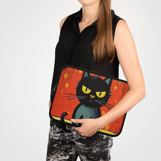 Fashionably Retro Feline: Midcentury Modern Laptop Sleeve with a Vintage Cat-Inspired Flair