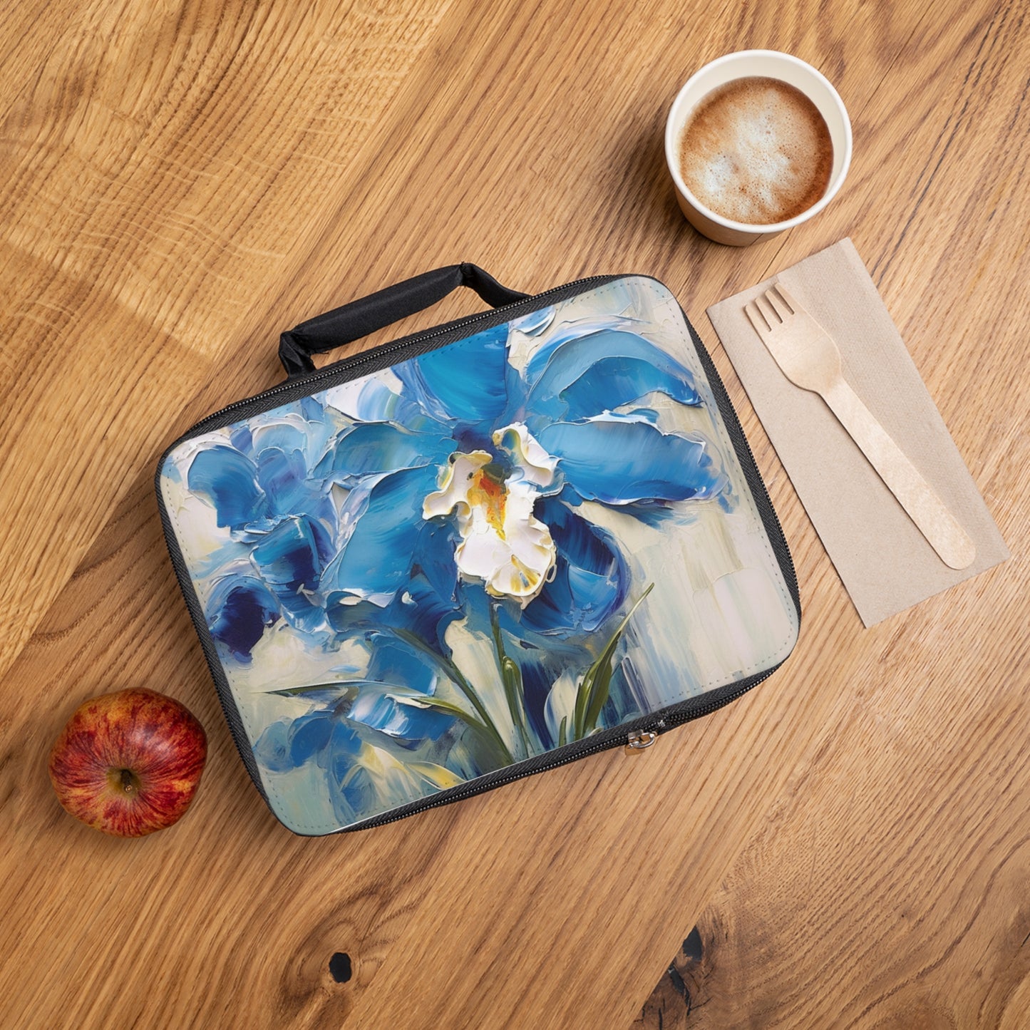 Embrace Artistic Expression with Blue Orchid Abstract Painting Lunch Bag