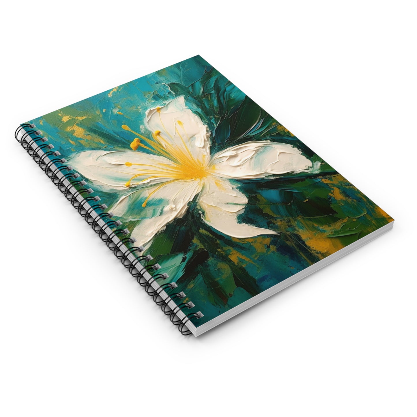 Floral Symphony: Spiral Notebook featuring an Abstract Oil Painting of Jasmine