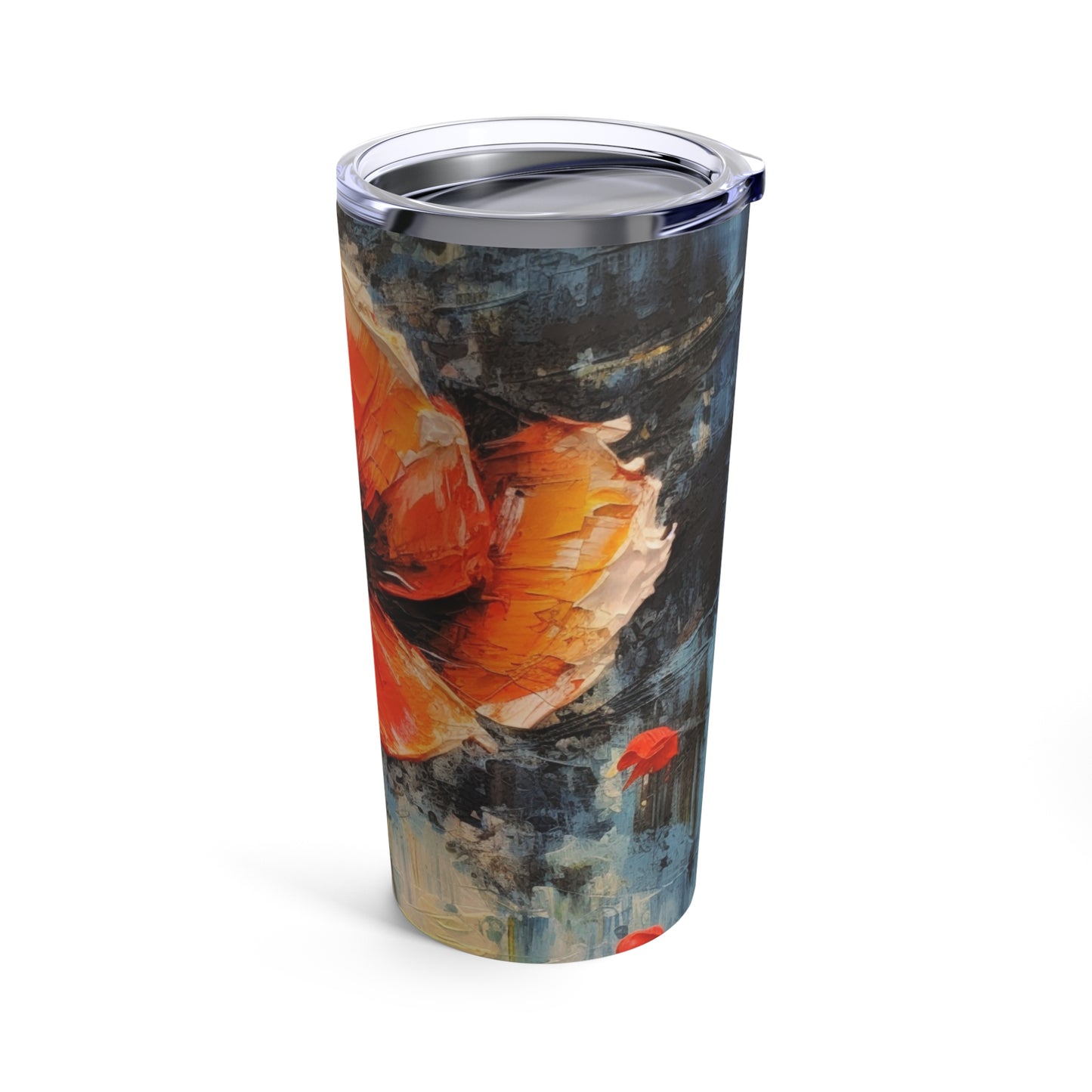 Poppy Elegance in Your Hands: Tumbler with Delicate Flower Drawings