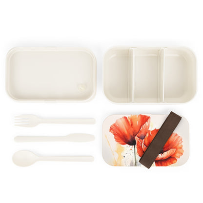 Whimsical Poppy Flower Watercolor Bento Box: An Artistic Delight