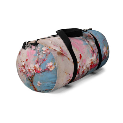 Abstract Backgrounds Duffel Bag: Tranquil Hues and Cherry Blossom Charm