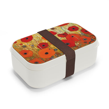 Floral Symphony: Bento Box showcasing Gustav Klimt's Poppies in Art Nouveau