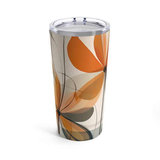 Botanical Chic: Flower Drawings and Minimalist Tumbler Design with Midcentury Flair