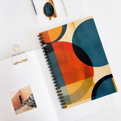 Geometric Abstract Art Essentials: Midcentury Modern Spiral Notebook Ruled