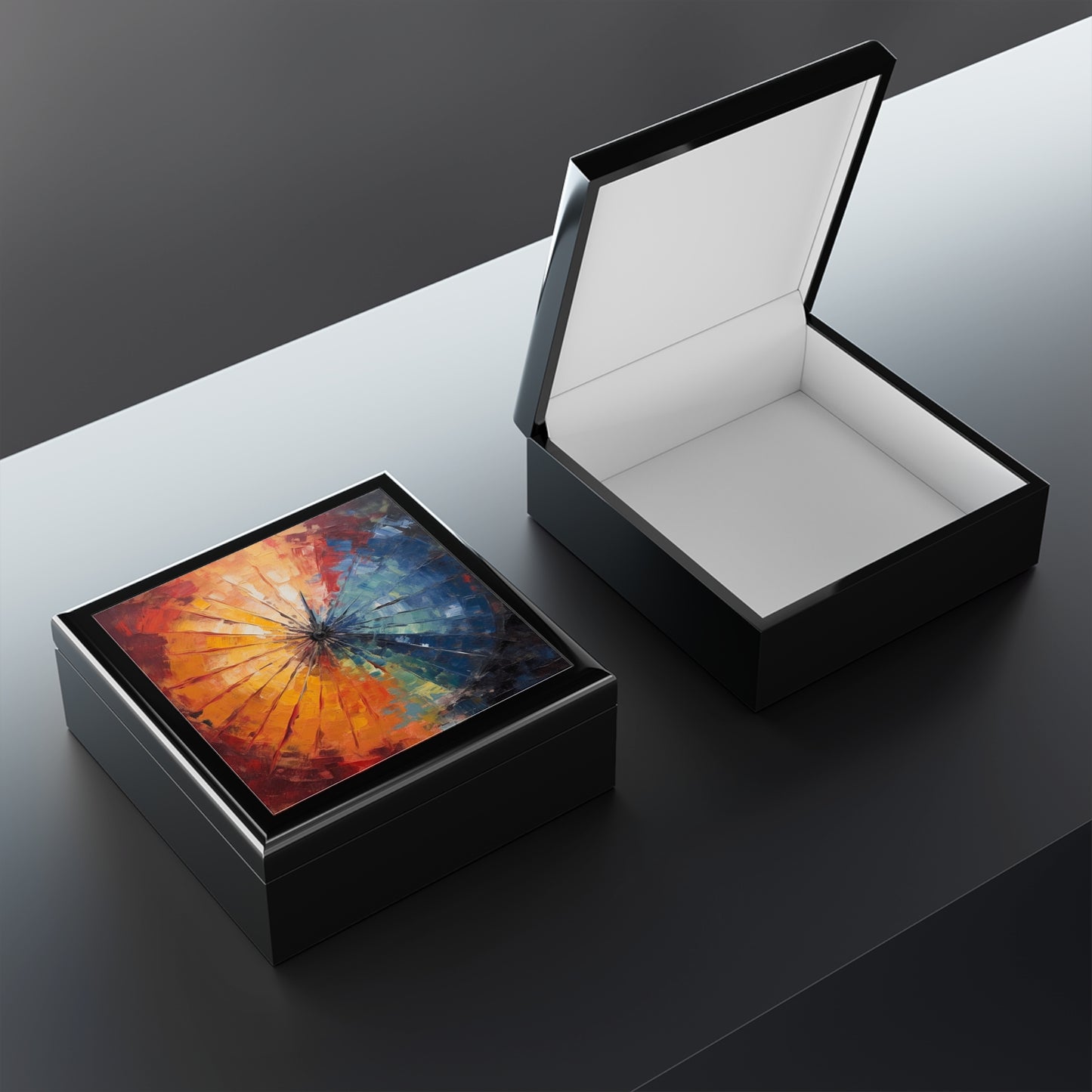 Abstract Art Jewelry Box: Japanese Umbrella, A Reflection of Creativity