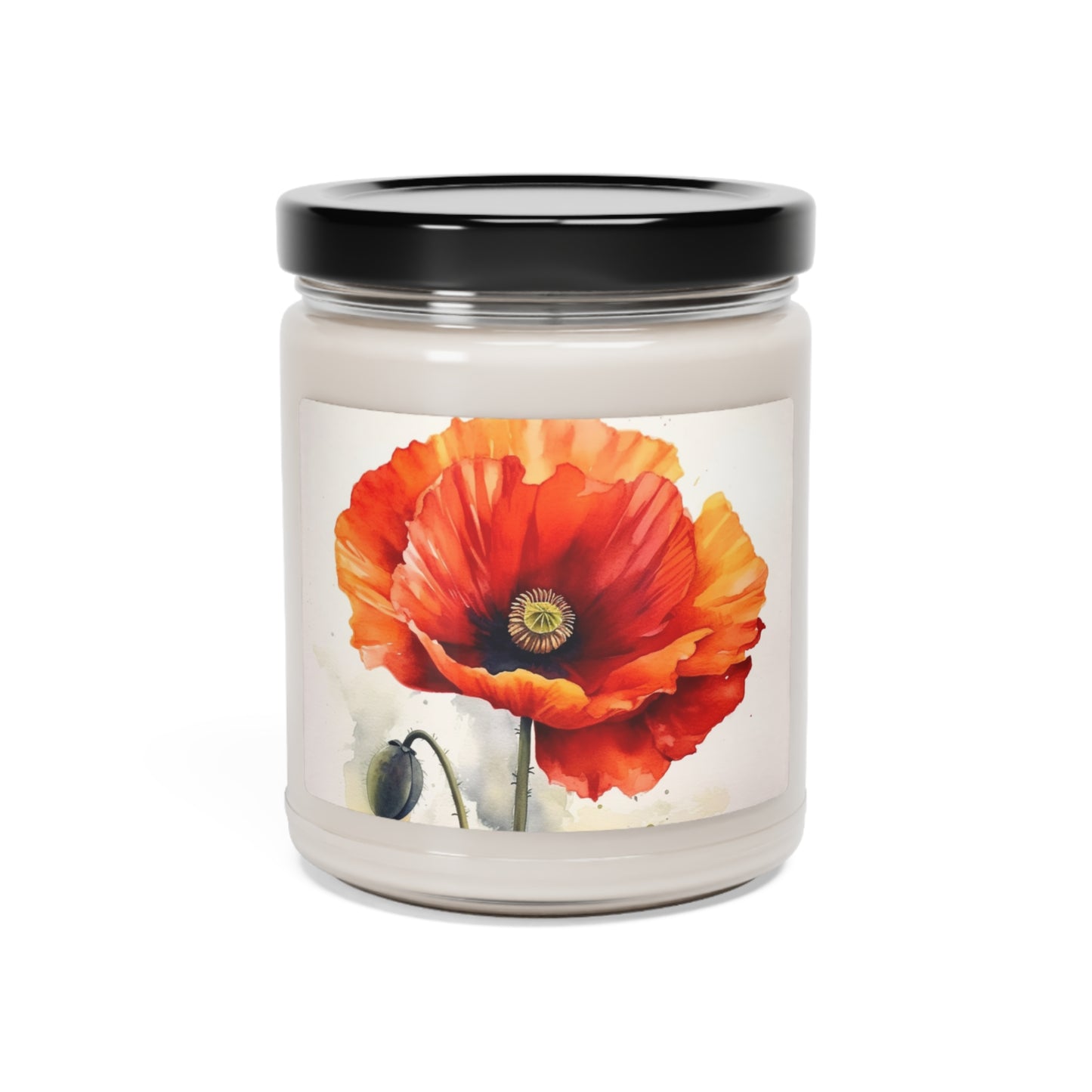 Stunning Poppy Flower Watercolor Scented Soy Candle: A Blossoming Experience