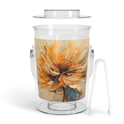 A Brush of Nature's Elegance: Ice Bucket with Tongs for Artistic Flower Lovers