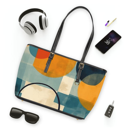 Geometric Timeless Beauty: Midcentury Modern PU Leather Shoulder Bag