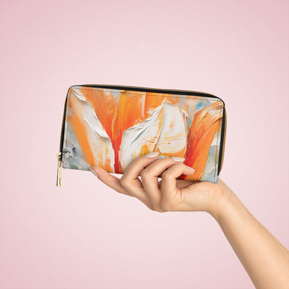 Zipper Wallet with Vibrant Orange Tulip: Embrace the Beauty of Nature