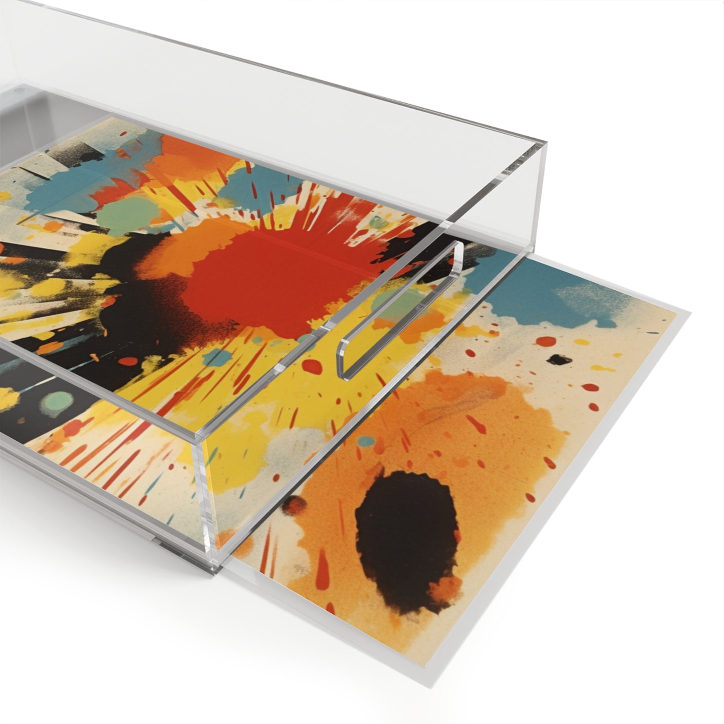 Gutai-inspired Delight: Acrylic Serving Tray with Colorful Shape Composition