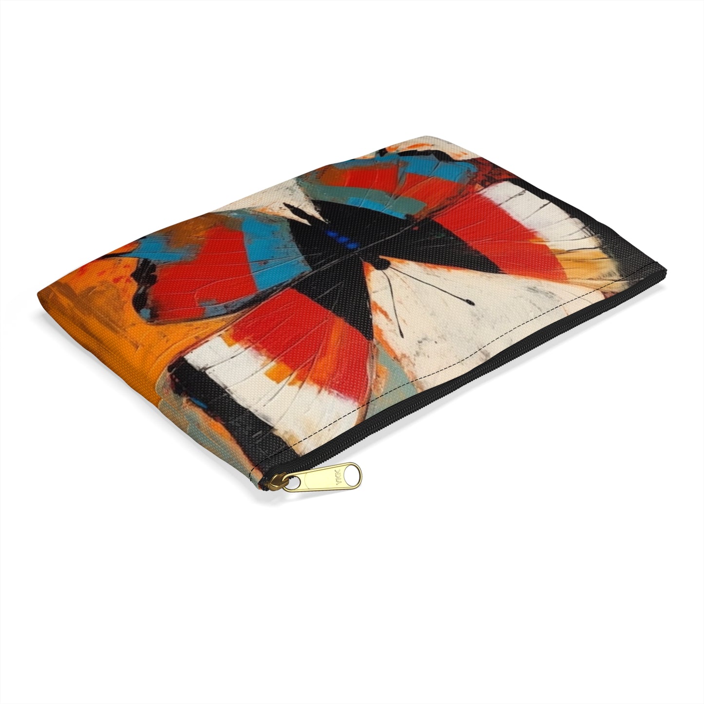 Bauhaus-Inspired Butterfly Symphony: Accessory Pouch with Vibrant Colors and Intricate Details