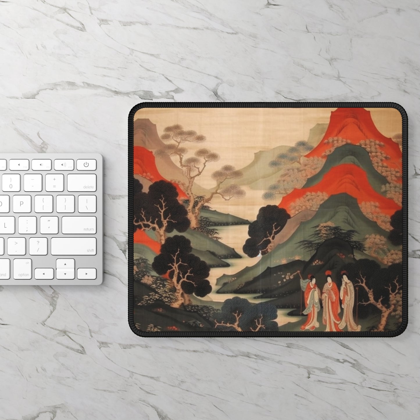 Custom Japanese Tapestry on a Gaming Mouse Pad - Unique Artistic Expression