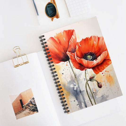 Whimsical Poppy Flower Watercolor Spiral Notebook: An Artistic Delight