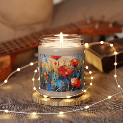 Scented Soy Candle Paradise: Abstract Poppy Artwork and Flower Drawings