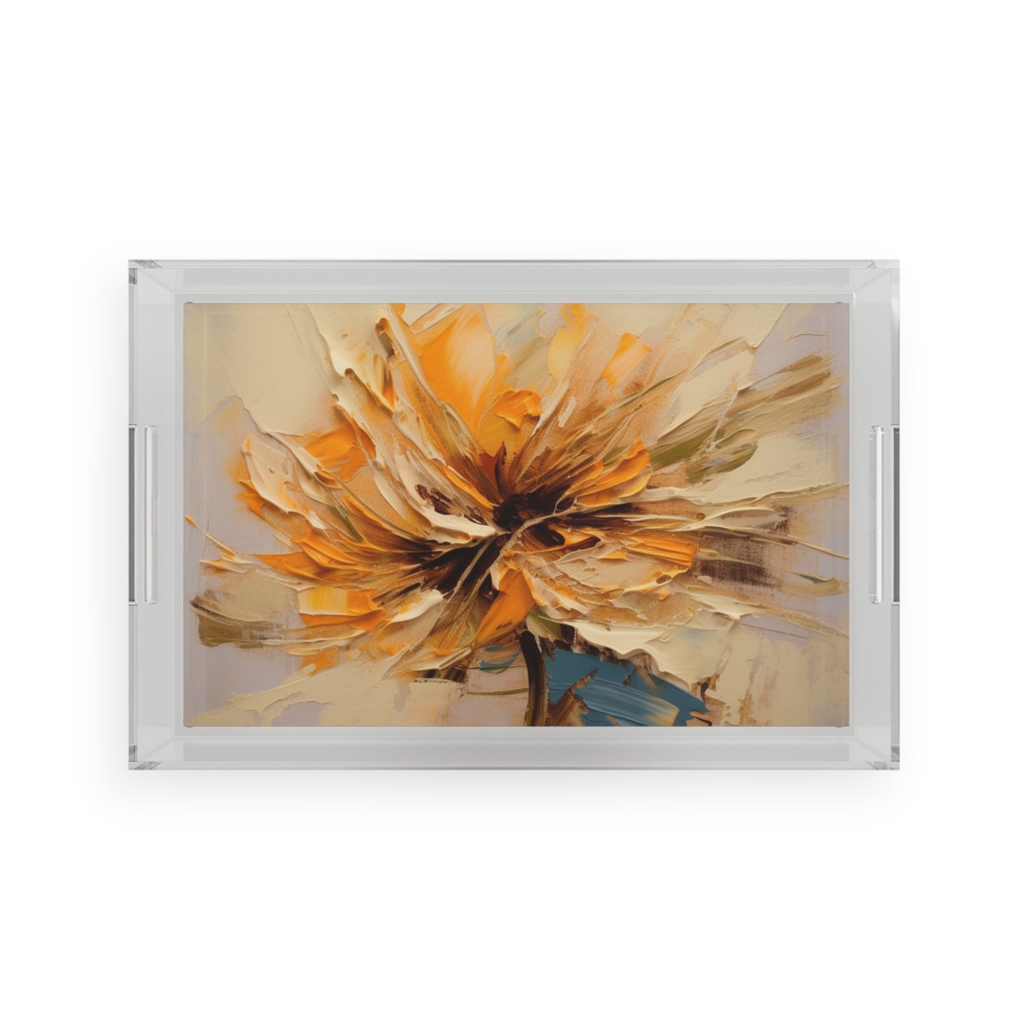 A Brush of Nature's Elegance: Acrylic Serving Tray for Artistic Flower Lovers