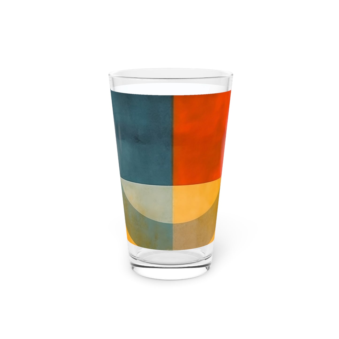 Geometric Wonders: Abstract Midcentury Modern Pint Glass for Art Lovers