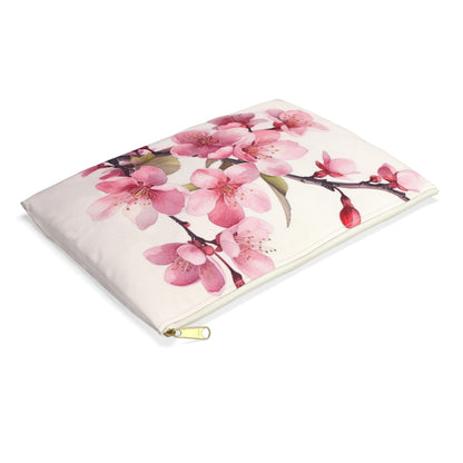 Artistic Flourish: Floral Watercolor Cherry Blossom Accessory Pouch