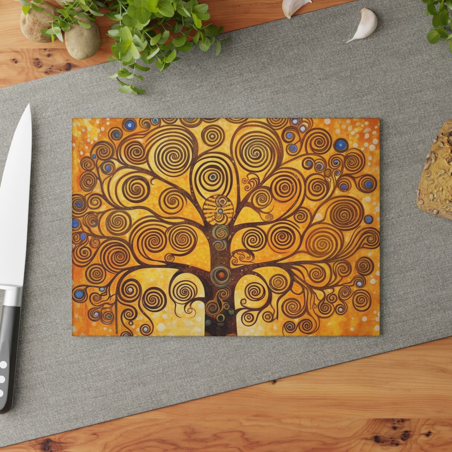 The Tree of Life Glass Cutting Board: A Modern Art Tribute to Gustav Klimt