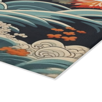 Elegant Kimono Glass Cutting Board: Embrace Japanese Artistry