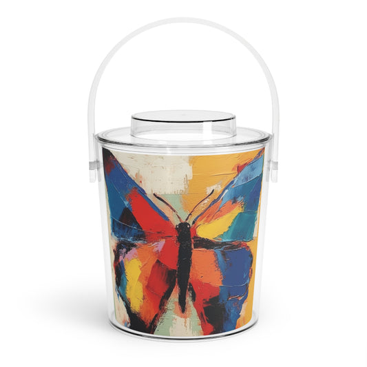 Painting with a Twist: Abstract Butterfly Ice Bucket with Tongs