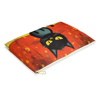 Fashionably Retro Feline: Midcentury Modern Accessory Pouch with a Vintage Cat-Inspired Flair