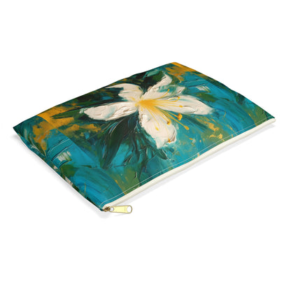 Floral Symphony: Accessory Pouch featuring an Abstract Oil Painting of Jasmine