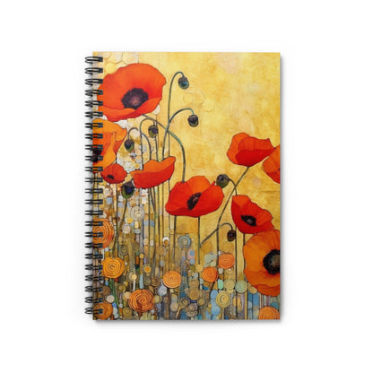 Spiral Notebook Adorned with Gustav Klimt's Poppies