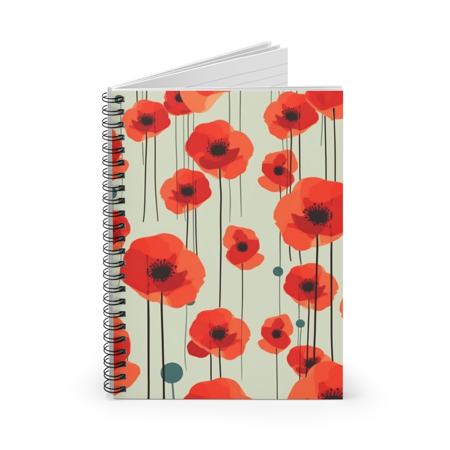 Artistic Delight: Modern Art Spiral Notebook Inspired by Gustav Klimt's Poppies