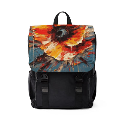 Poppy Symphony: Unisex Casual Shoulder Backpack with Abstract Floral Artwork