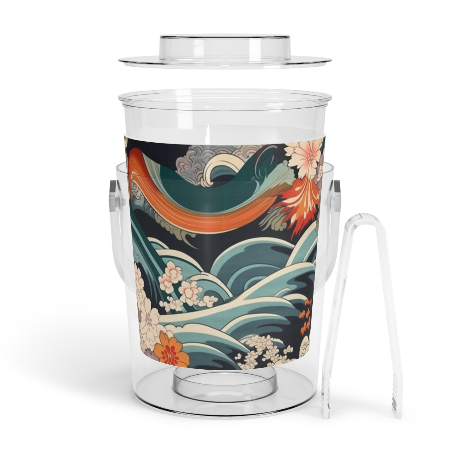 Elegant Kimono Ice Bucket with Tongs: Embrace Japanese Artistry