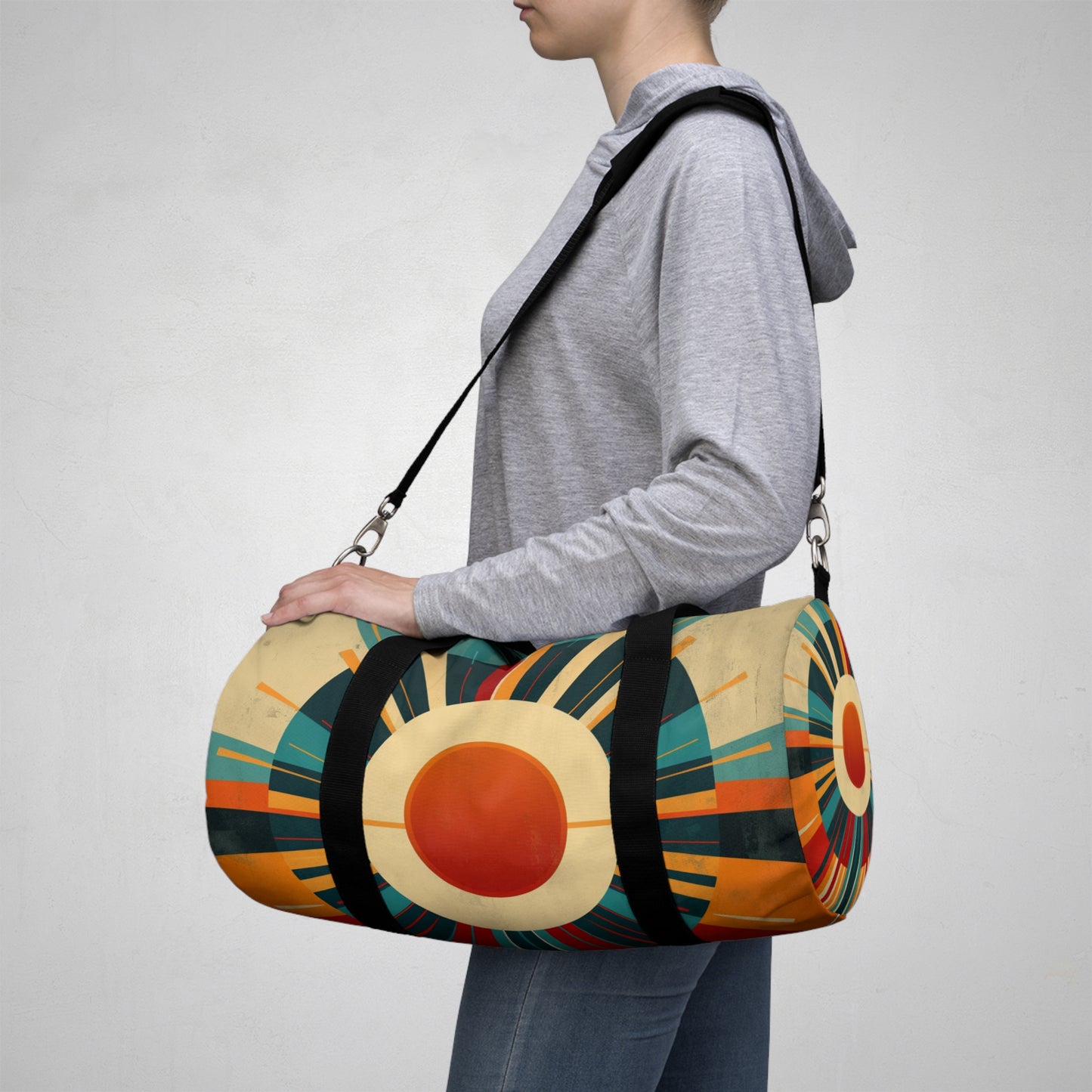 Minimalist Sunshine: Midcentury Modern Sun Duffel Bag