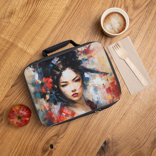 Abstract Geisha Art Lunch Bag: Captivating Brushstrokes in a Japanese Aesthetic