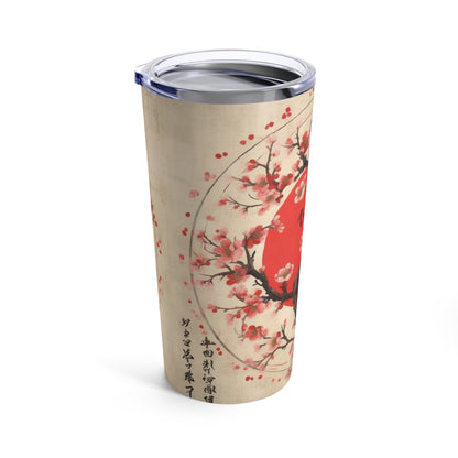 Nature's Brushstrokes: Tumbler Featuring Captivating Cherry Blossom Drawings