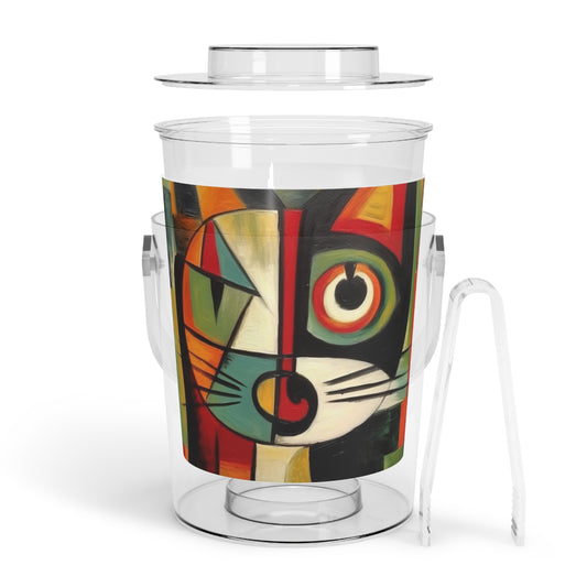 Picasso's Retro Gallery: Midcentury Modern Ice Bucket with Tongs with Vintage Fashion and Artistic Touch