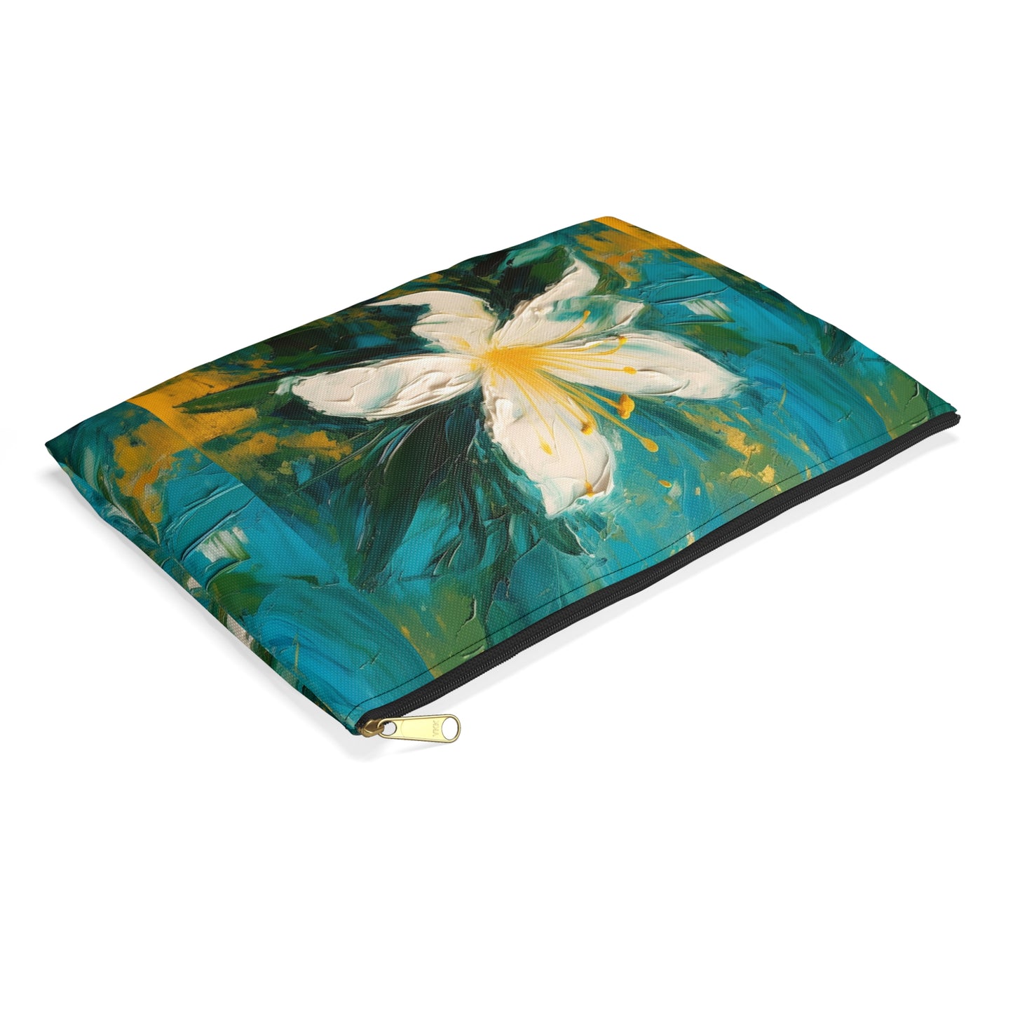 Floral Symphony: Accessory Pouch featuring an Abstract Oil Painting of Jasmine