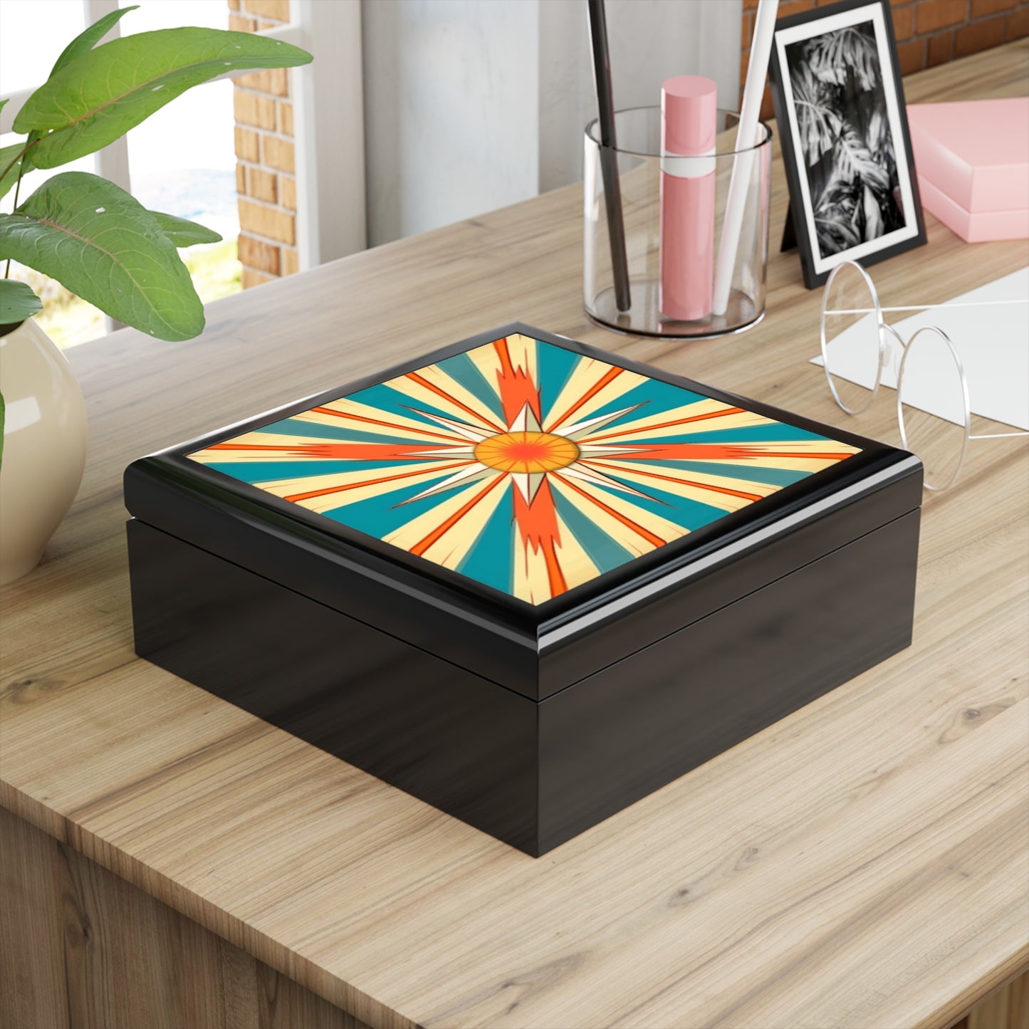 Artistic Abstractions: Starburst Candy Colored Jewelry Box for Modern Abstract Art Lovers