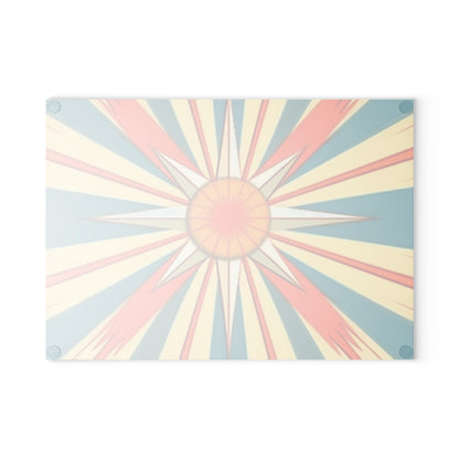 Midcentury Modern Chic: Starburst Glass Cutting Board with Abstract Art Influences