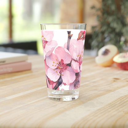 Whimsical Delight: Watercolor Cherry Blossom Tree Pint Glass